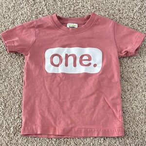 Toddler Pink T-Shirt with 'One' Print